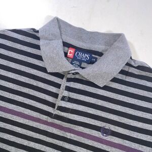 CHAPS EST. 1978 Men's Striped‎ Gray Purple Polo Shirt
